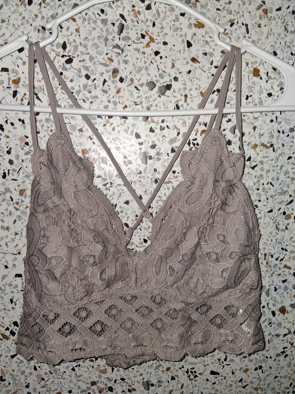 Women's Anemone Knit Bralette Size Large Beige Lightly Lined Wireless